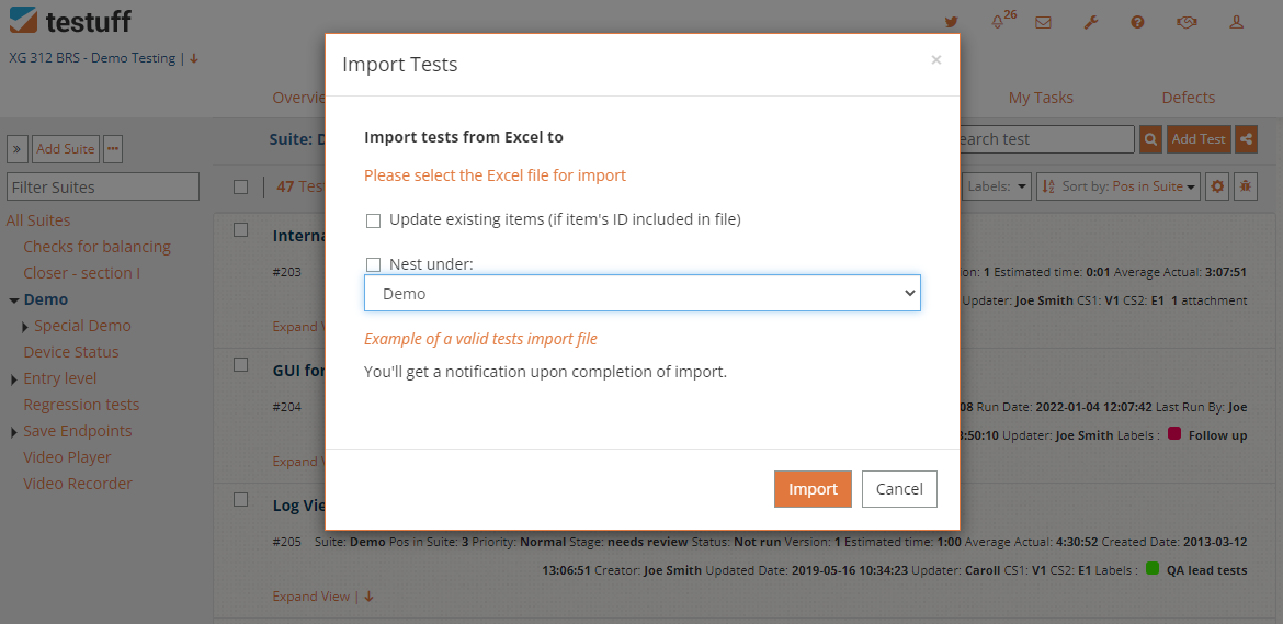 Import Tests